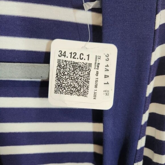 Shiela Rose‎ Striped Open Front Jersey Cardigan in Navy and White - Size 2X - Picture 6 of 7